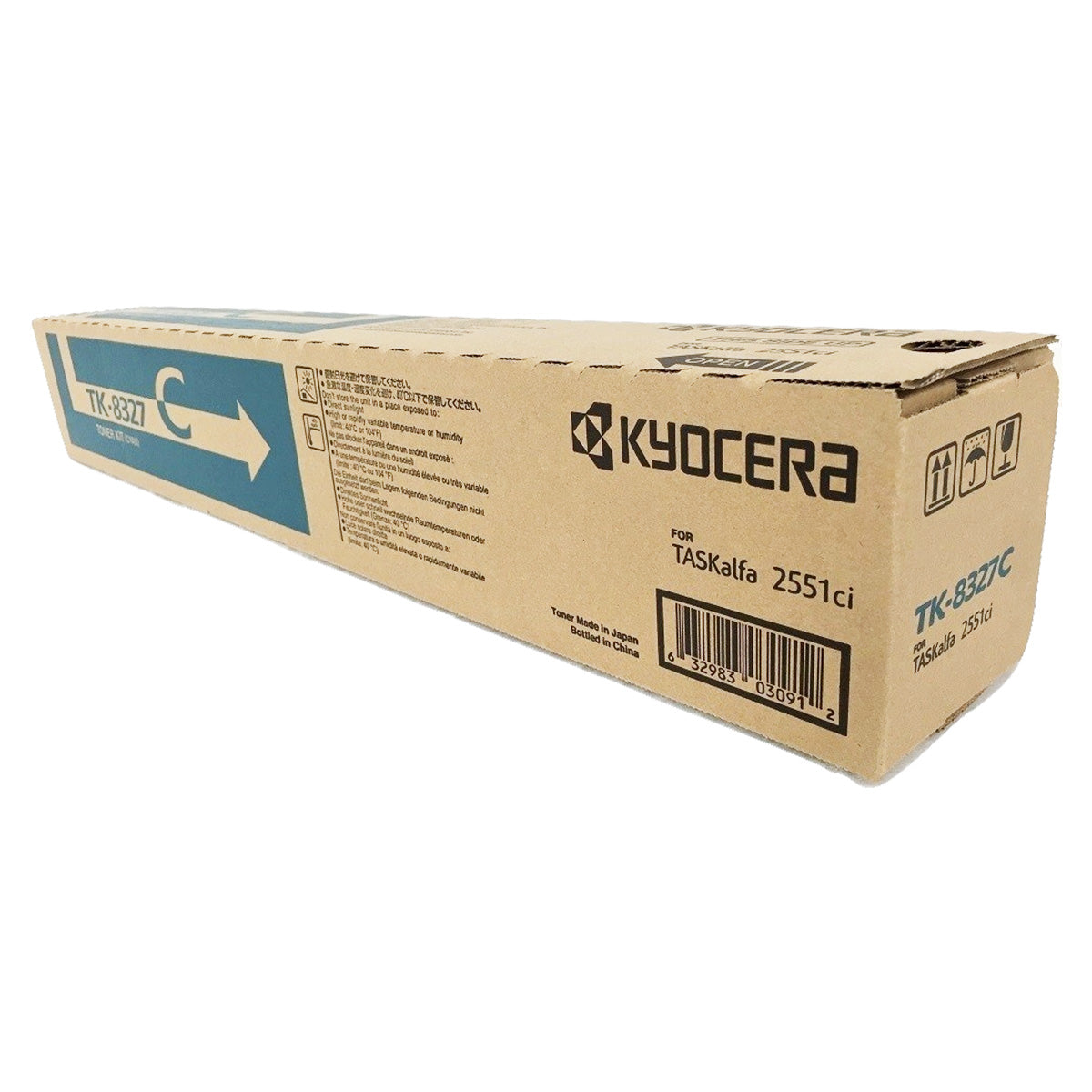 OEM Kyocera Mita TK-8327C (1T02NPCUS0) Toner Cartridge, Cyan, 12K Yield