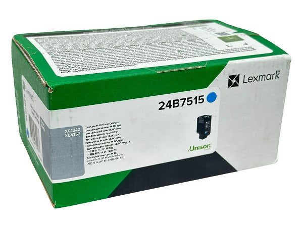 OEM Lexmark (24B7515) Toner Cartridge, Cyan, 14.2K Yield