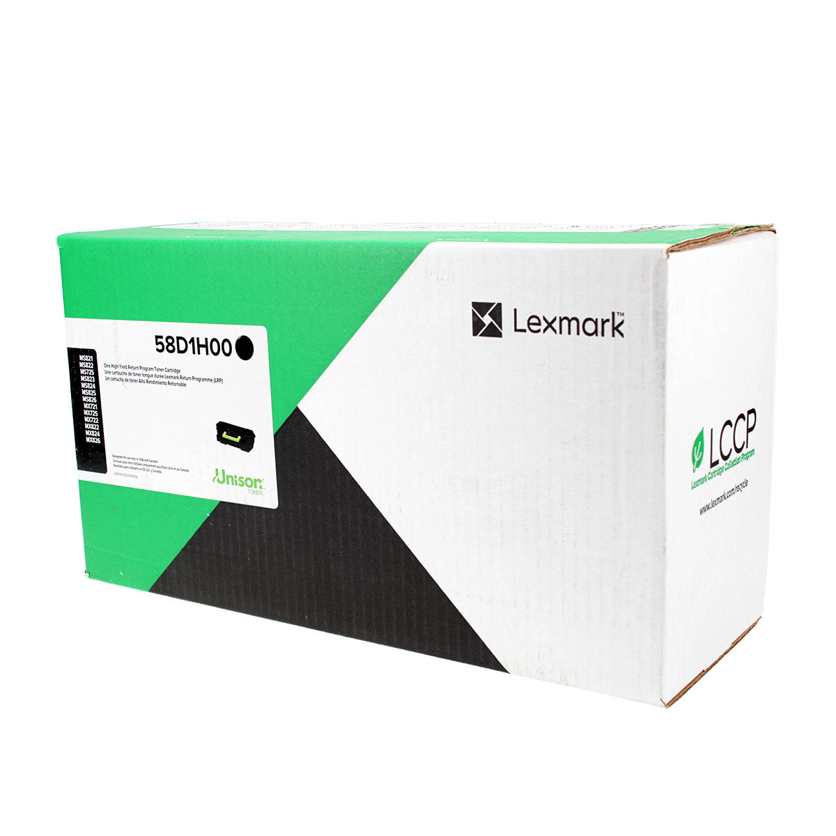 OEM Lexmark (58D1H00) Toner Cartridge, Black, 15K High Yield, Return Program