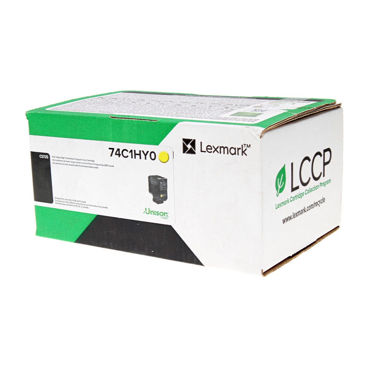 OEM Lexmark (74C1HY0) Toner Cartridge, Yellow, 12K High Yield, Return Program