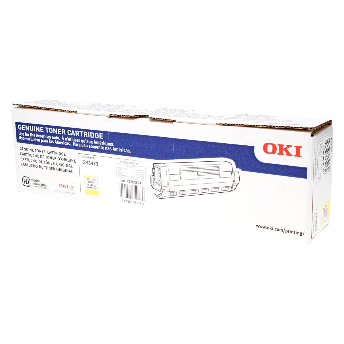 OEM Okidata (45862824) Toner Cartridge, Yellow, 8.8K Yield