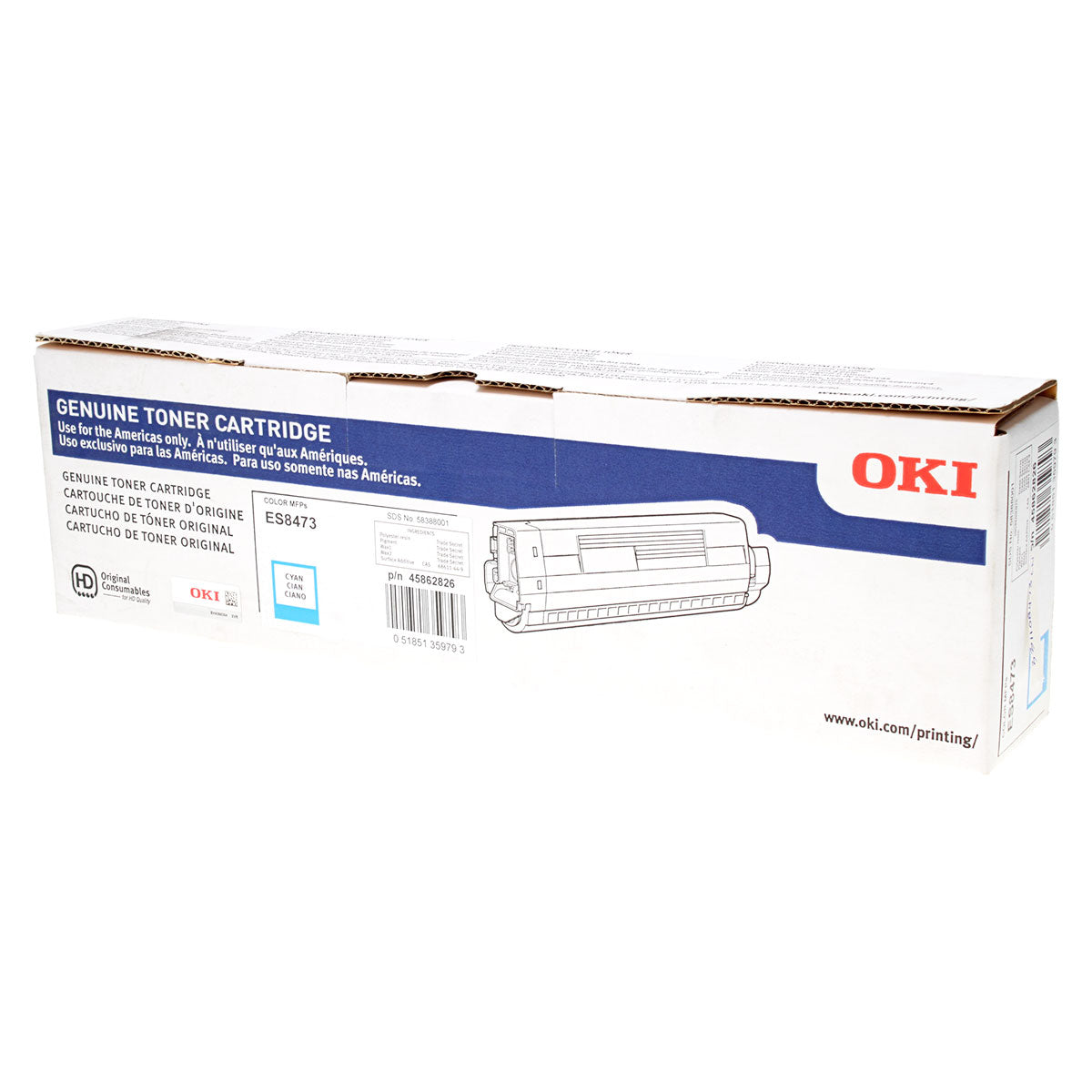OEM Okidata (45862826) Toner Cartridge, Cyan, 8.8K Yield