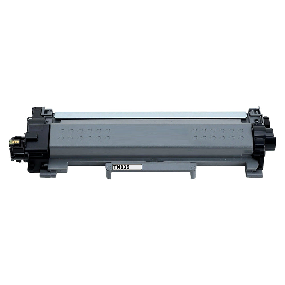 Reference photo: Brother TN835 compatible black toner cartridge, 5,000-page super high yield. Supplier labels and packaging may vary.