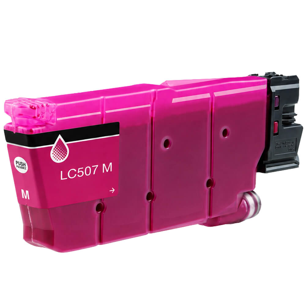 Reference photo: Compatible Brother LC507M (LC507) Inkjet Cartridge, Magenta, 10K Ultra High Yield. Supplier labels and packaging may vary.