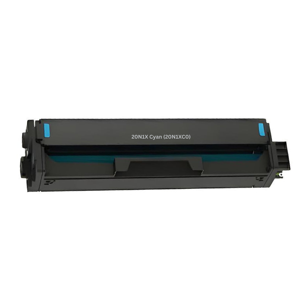 Reference photo: Lexmark 20N1XC0 cyan toner. Supplier labels and packaging may vary.