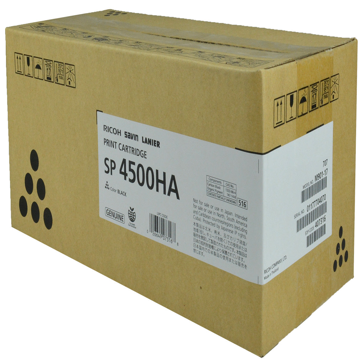 OEM Ricoh (407316) Toner Cartridge, Black, 12K Yield