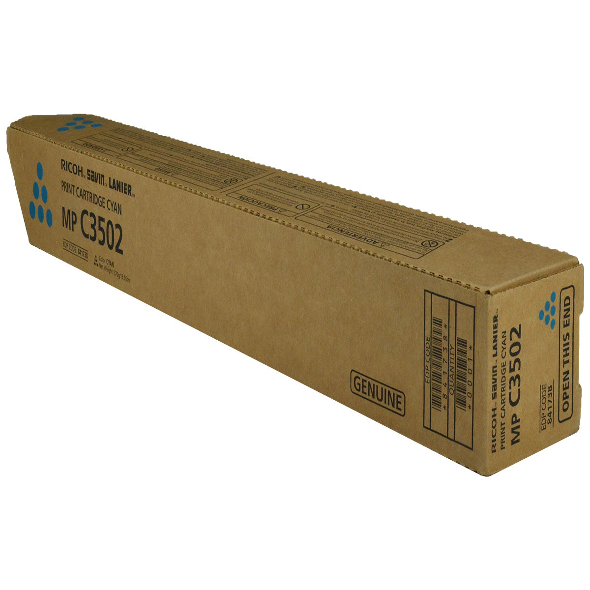 OEM Ricoh (841738) Toner Cartridge, Cyan, 18K Yield