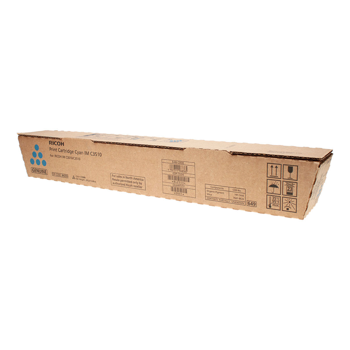 OEM Ricoh (842553) Toner Cartridge, Cyan, 19K Yield