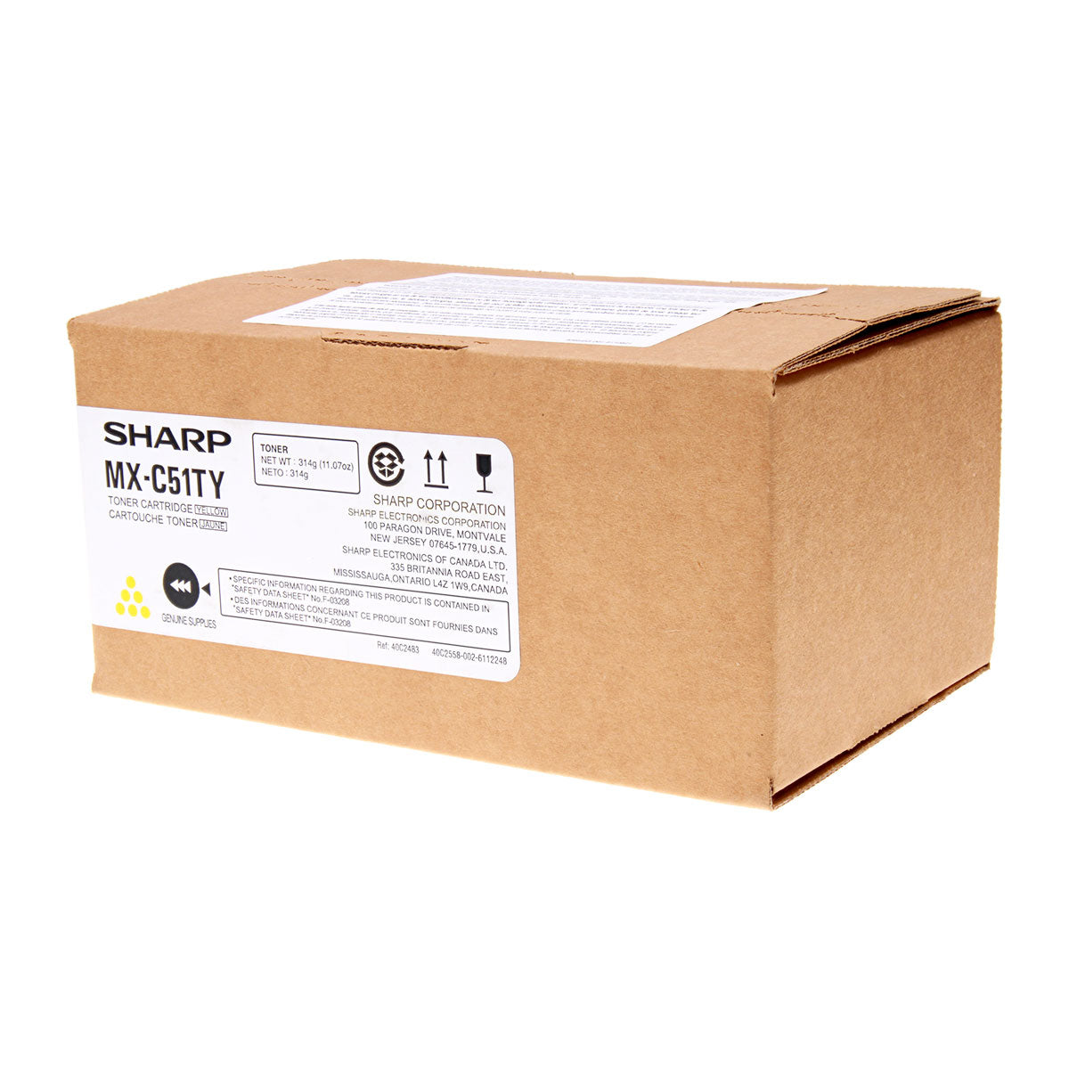 OEM Sharp (MX-C51TY) Toner Cartridge, Yellow, 10K Yield