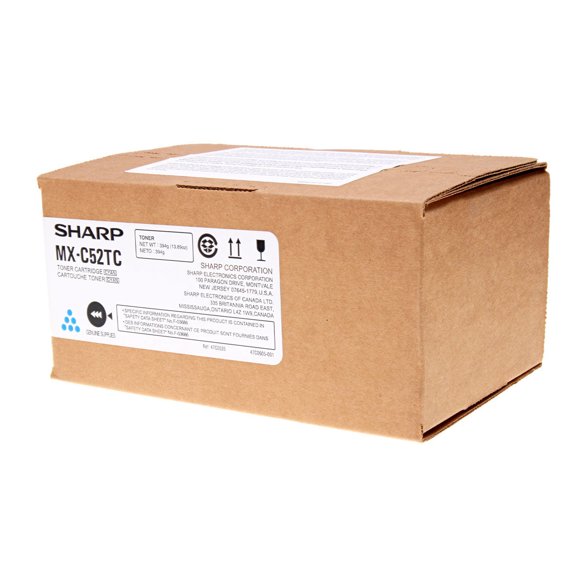OEM Sharp . (MX-C52TC) Toner Cartridge, Cyan, 14.2K Yield