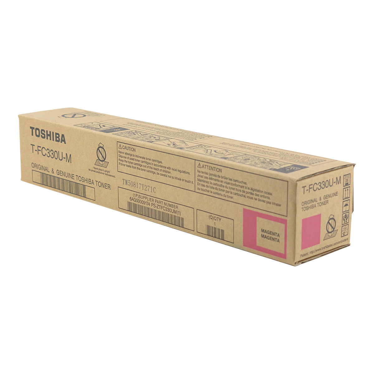 OEM Toshiba T-FC330U-M (TFC330UM) Toner Cartridge, Magenta, 17.4K Yield